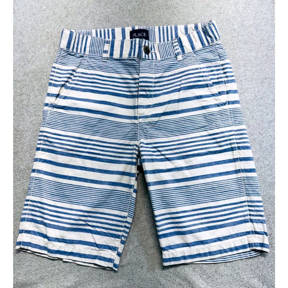 The Childrens Place Striped Shorts Kids Size 10 Blue White Nautical Chino